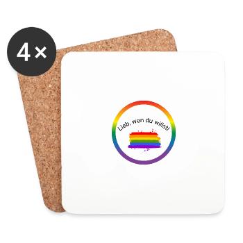 Pride Regenbogen - Untersetzer (4er-Set) - Weiß - Vorne