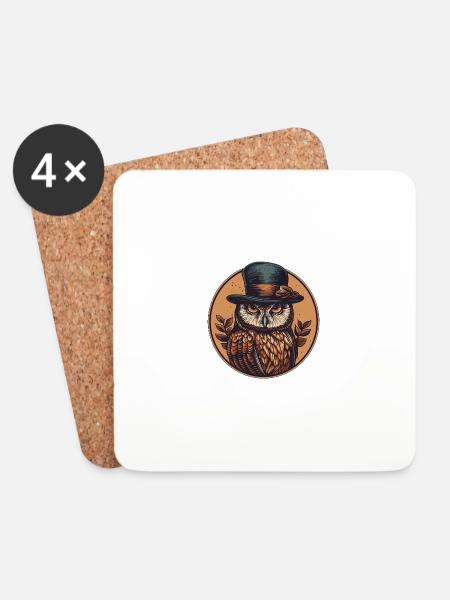 Mister Owl - Coasters (set of 4) - white