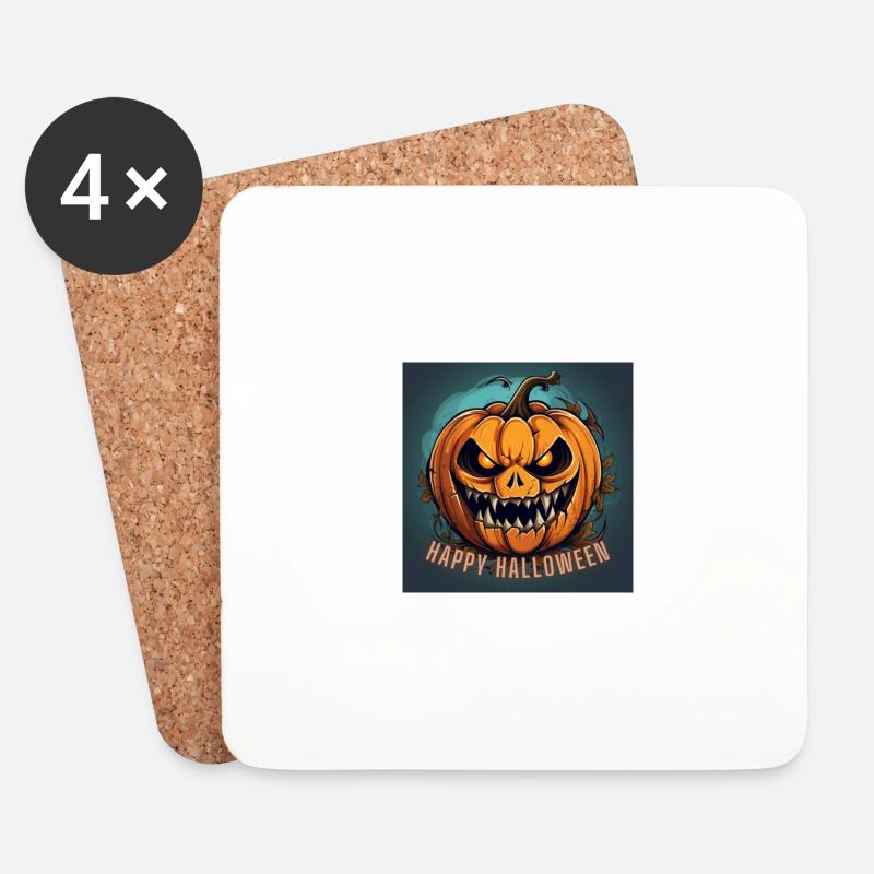 Happy Halloween Scary Pumpkin - Untersetzer (4er-Set) - Weiß