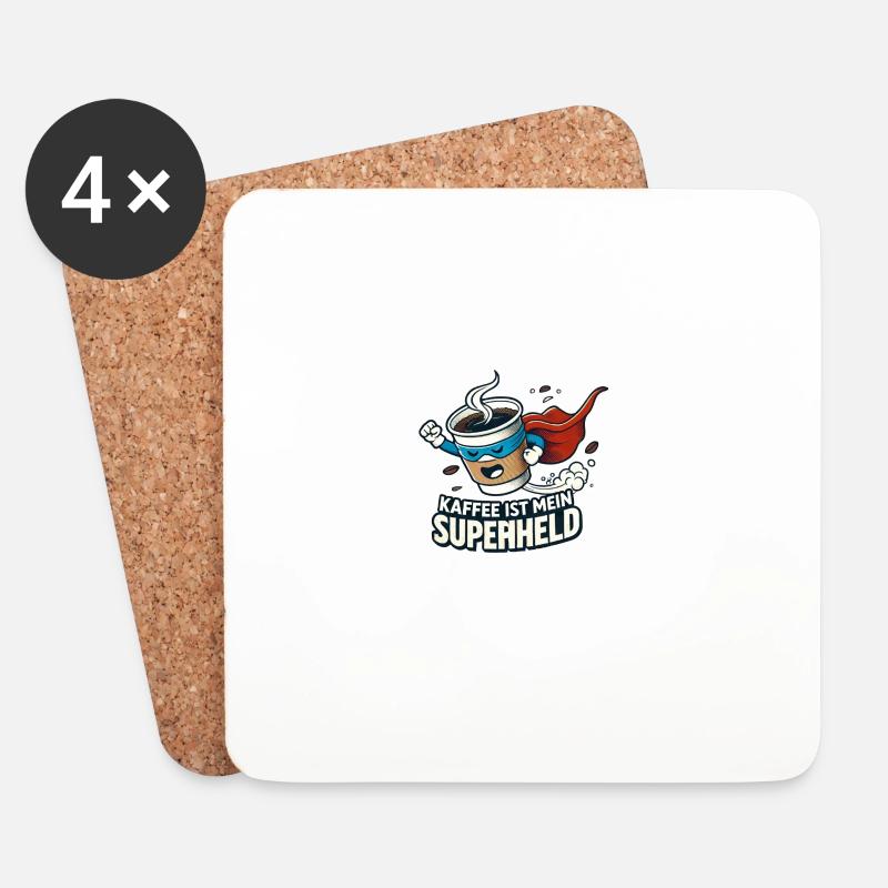 Kaffee Superheld Belebende Kraft - Untersetzer (4er-Set) - Weiß
