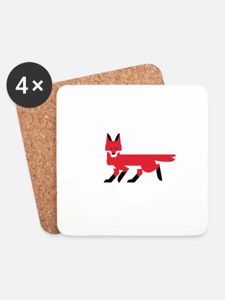 Kleiner Fuchs Grafik / Illustration - Untersetzer (4er-Set) - Weiß