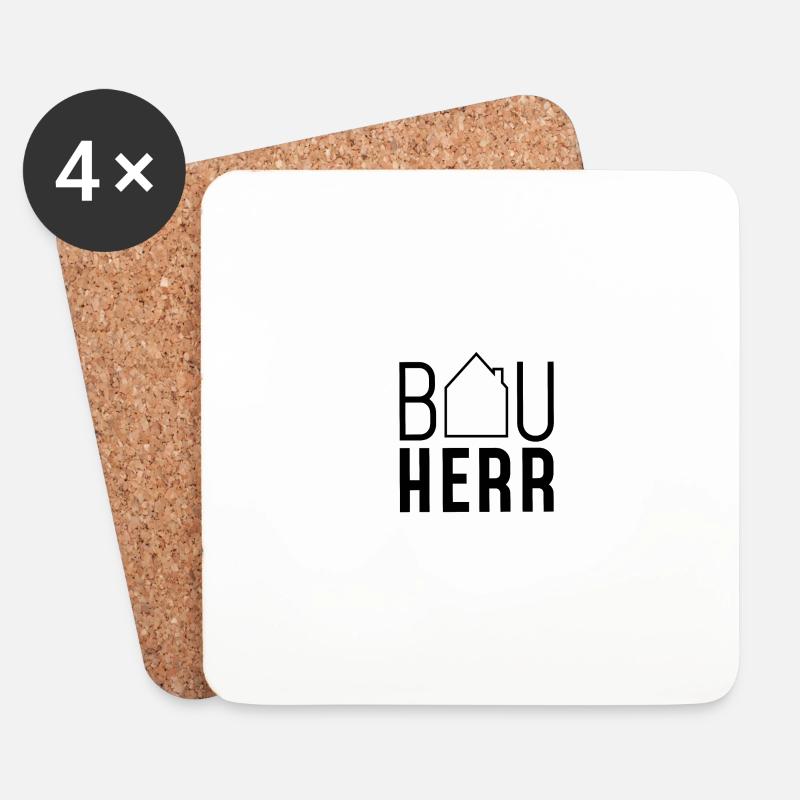 Bauherr mit Haus - Untersetzer (4er-Set) - Weiß