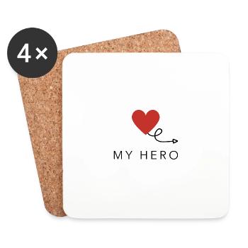 My Hero - Mein Held - Mein*e Held*in - Coasters (set of 4) - white - Front