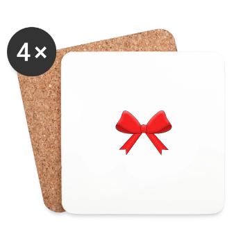 Nœud papillon, cadeau - Dessous de verre (lot de 4) - blanc - Devant