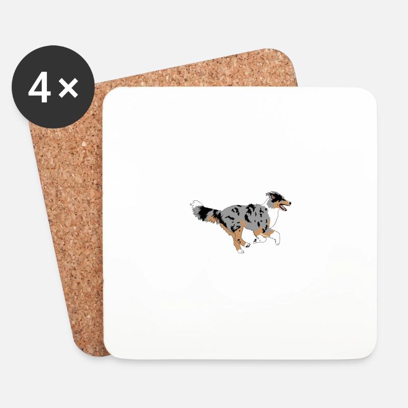Australian Shepherd in Aktion blue merle - Untersetzer (4er-Set) - Weiß