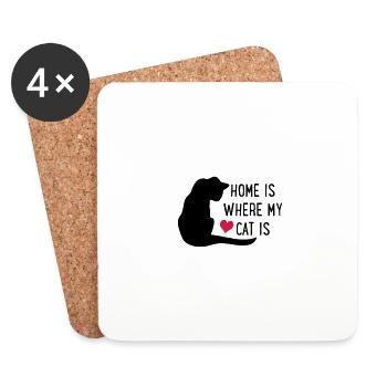 Cat - Coasters (set of 4) - white - Front