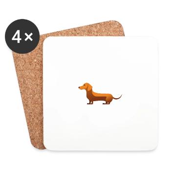 Small Sweet Dachshund Caramel - Coasters (set of 4) - white - Front