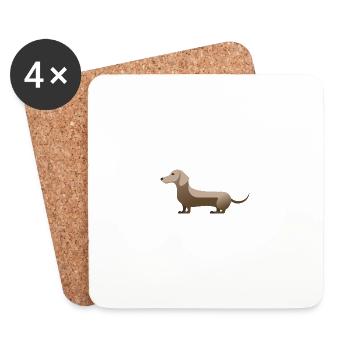 Petit teckel mignon gris clair grège - Dessous de verre (lot de 4) - blanc - Devant