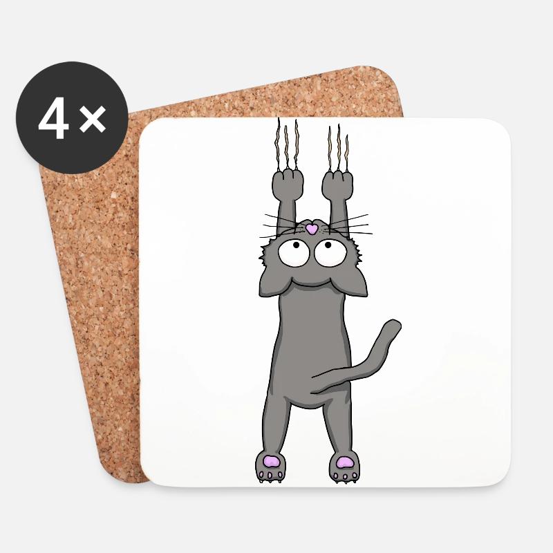 Graue Katze - Untersetzer (4er-Set) - Weiß
