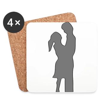 Liebe Paar Silhouette Valentinstag Geschenk Idee - Untersetzer (4er-Set) - Weiß - Vorne
