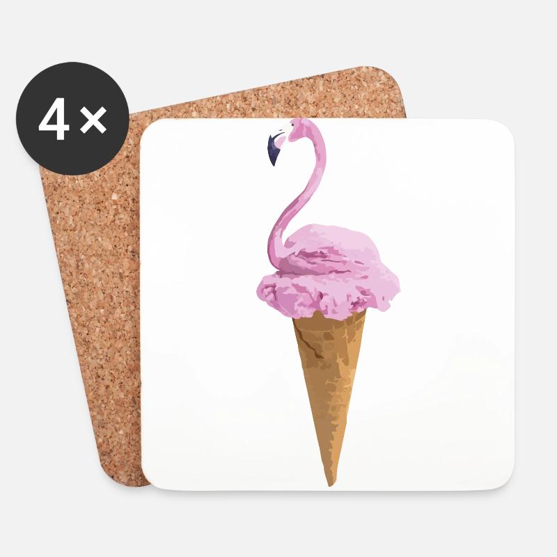 Flamingo mit Eiscreme - Untersetzer (4er-Set) - Weiß
