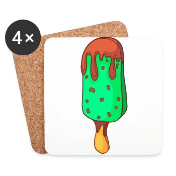 Eis Speiseeis Eiskrem Eiscreme Kugeleis Eisbecher - Untersetzer (4er-Set) - Weiß - Vorne
