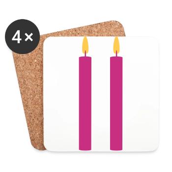 2 Bougies / / deux / / Deuxième anniversaire / / - Dessous de verre (lot de 4) - blanc - Devant