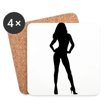 Frau, Girl, Silhouette, sexy woman - Untersetzer (4er-Set) - Weiß - Vorne