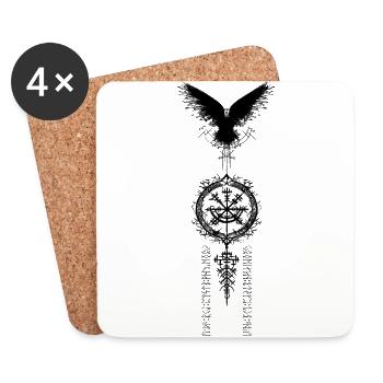 Single Raven Viking Rune Symbol - Coasters (set of 4) - white - Front