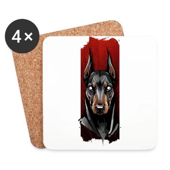Vigilant Stare: Doberman's Gaze - Coasters (set of 4) - white - Front