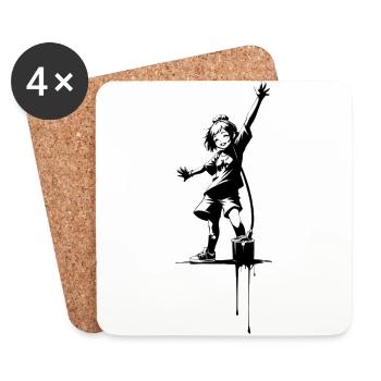 Street Art Fille 23253 - Dessous de verre (lot de 4) - blanc - Devant