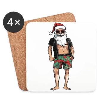Santa Urlaub Weihnachtsmann - Untersetzer (4er-Set) - Weiß - Vorne
