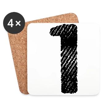 1 number jersey - Coasters (set of 4) - white - Front