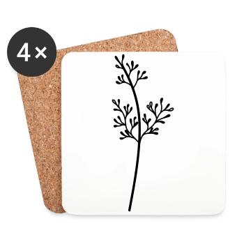fleur sauvage simple - Dessous de verre (lot de 4) - blanc - Devant