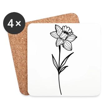 Narcissus, daffodil - Coasters (set of 4) - white - Front
