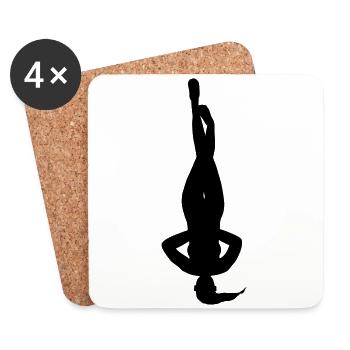 Yoga flexible en silhouette blanche - Dessous de verre (lot de 4) - blanc - Devant