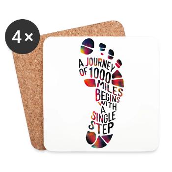 Walking Walk Footprint Miles Step Running Women - Coasters (set of 4) - white - Front