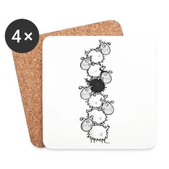 Woolly Sheep Heap - Coasters (set of 4) - white - Front