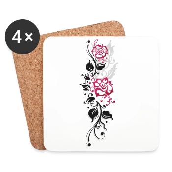 Rosen Blätter Pink - Untersetzer (4er-Set) - Weiß - Vorne