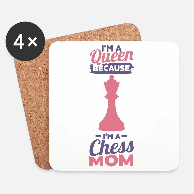 Schach Mutter - Untersetzer (4er-Set) - Weiß