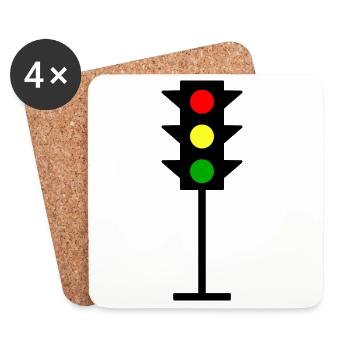 Ampel Kreuzung Design rot gelb grün - Untersetzer (4er-Set) - Weiß - Vorne