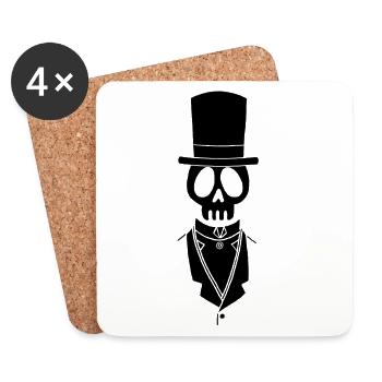 Tête de mort noire vintage - Dessous de verre (lot de 4) - blanc - Devant