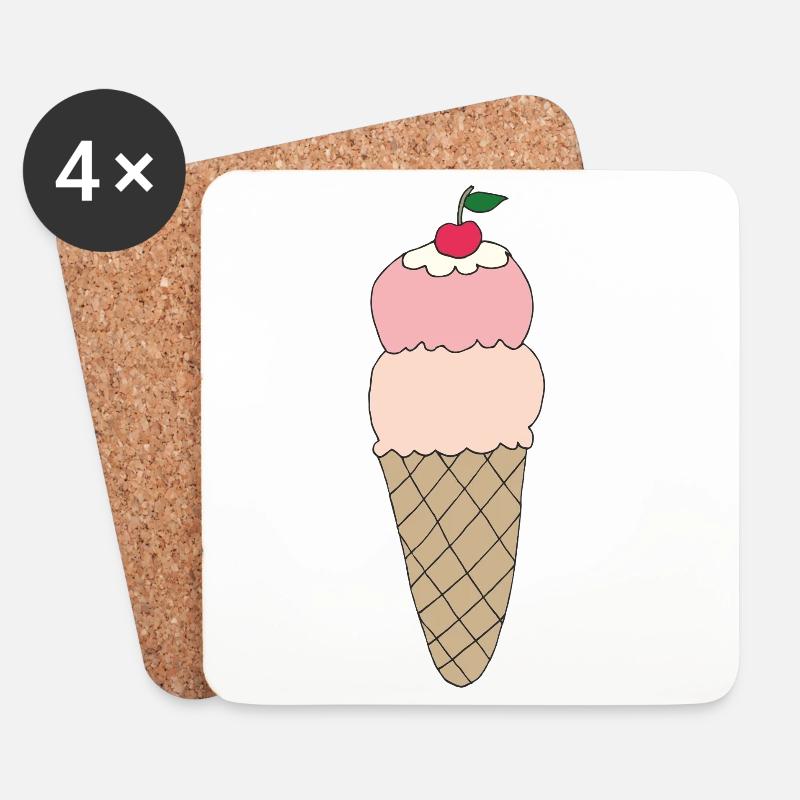 Eiscreme mit Kirsche Design - Untersetzer (4er-Set) - Weiß