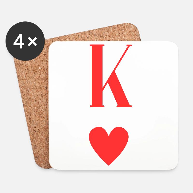 K Herz Monogramm Grafik - Untersetzer (4er-Set) - Weiß