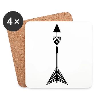 Black symbol of a Native American arrow - Coasters (set of 4) - white - Front