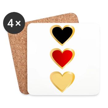 Allemagne - Équipe Heart - Dessous de verre (lot de 4) - blanc - Devant