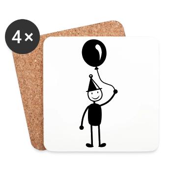 Ballon d’anniversaire - Dessous de verre (lot de 4) - blanc - Devant