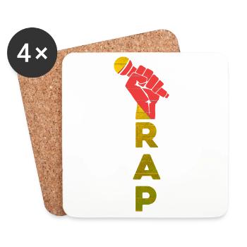 Emblème du micro RAP Fist - Dessous de verre (lot de 4) - blanc - Devant