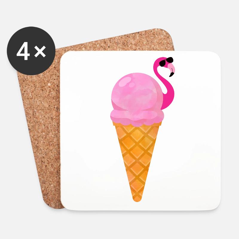 Ice cream Waffeleis Eiskugel Flamingo Eis - Untersetzer (4er-Set) - Weiß