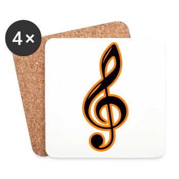 Clé de symbole de notes de musique - Dessous de verre (lot de 4) - blanc - Devant
