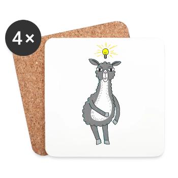 Lama hat eine Idee - Untersetzer (4er-Set) - Weiß - Vorne