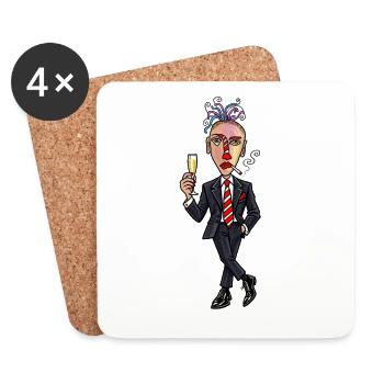 Surrealer Anzugheld mit sektglas - Untersetzer (4er-Set) - Weiß - Vorne
