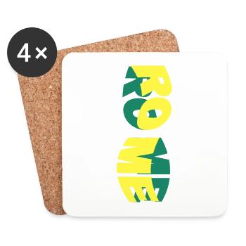 Rome Rome Italy City Skyline Font Colorful - Coasters (set of 4) - white - Front