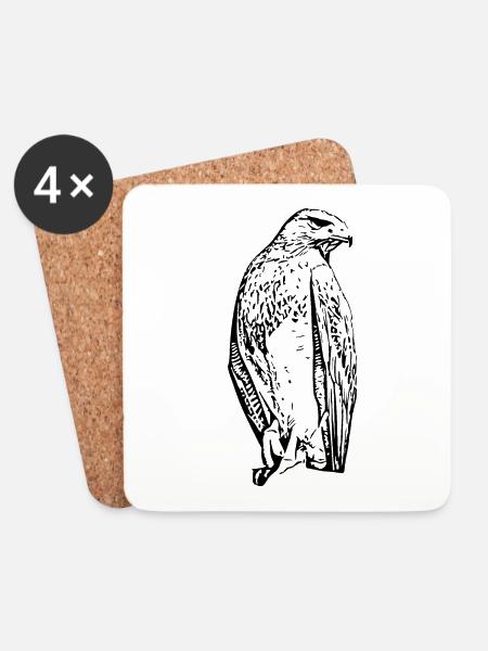 Falken Vogel Vögel - Untersetzer (4er-Set) - Weiß