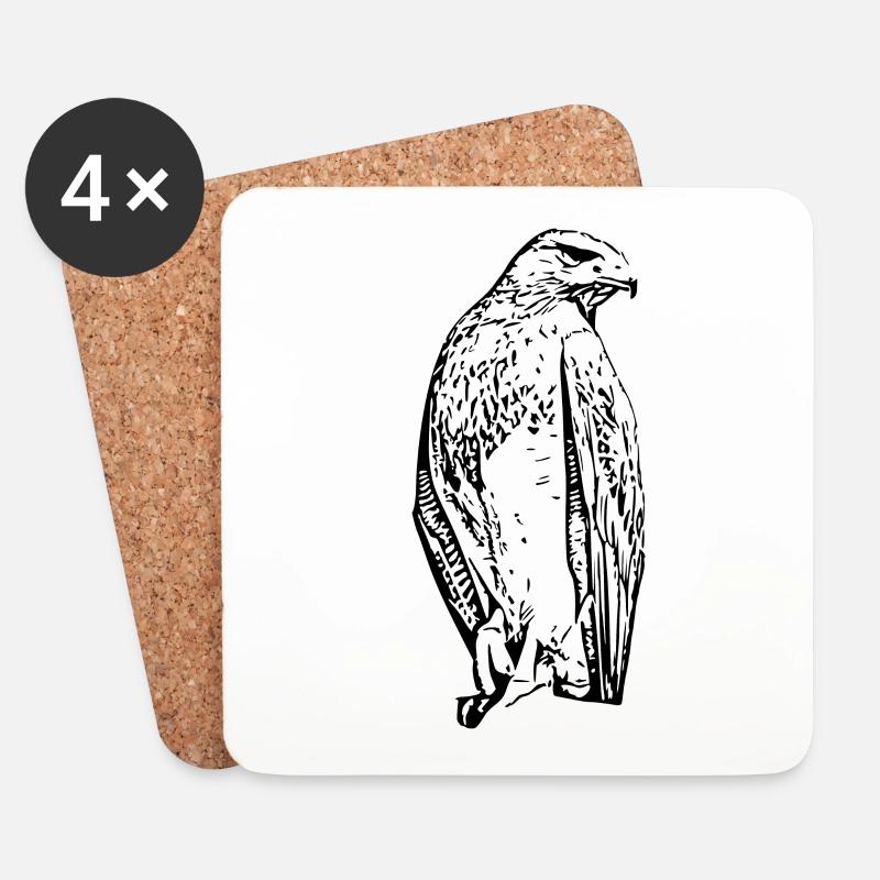 Falken Vogel Vögel - Untersetzer (4er-Set) - Weiß