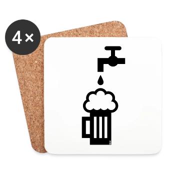 Robinet de chope à bière (Chope à bière, Chope à bière, Chope à bière noire) - Dessous de verre (lot de 4) - blanc - Devant