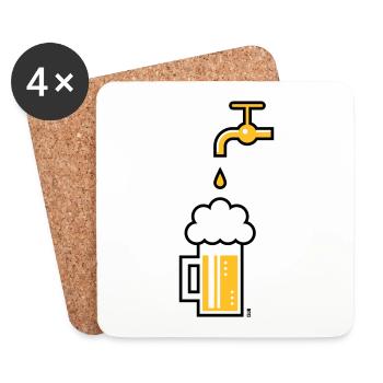 Robinet de chope à bière (Chope à bière Chope à bière / 2C) - Dessous de verre (lot de 4) - blanc - Devant