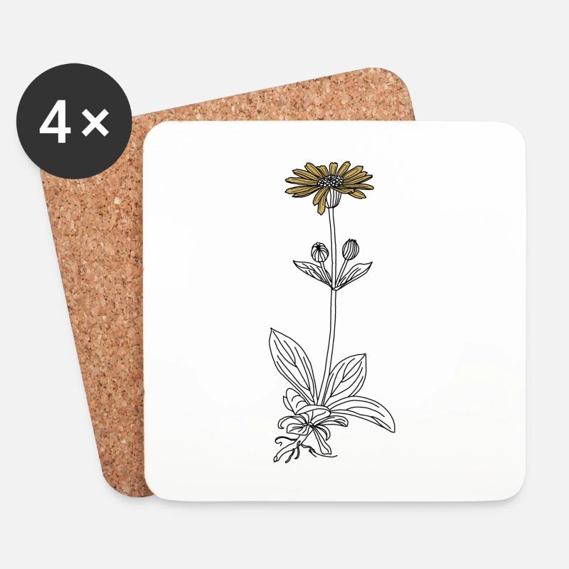 Blume Arnika - Untersetzer (4er-Set) - Weiß