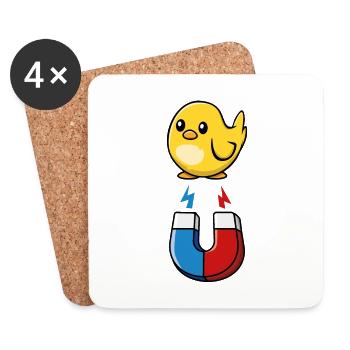 Aimant de poussin - Dessous de verre (lot de 4) - blanc - Devant