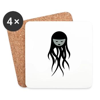ghost eat - Coasters (set of 4) - white - Front
